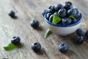 Blueberries on a table