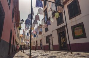 Laundry hanging in the street