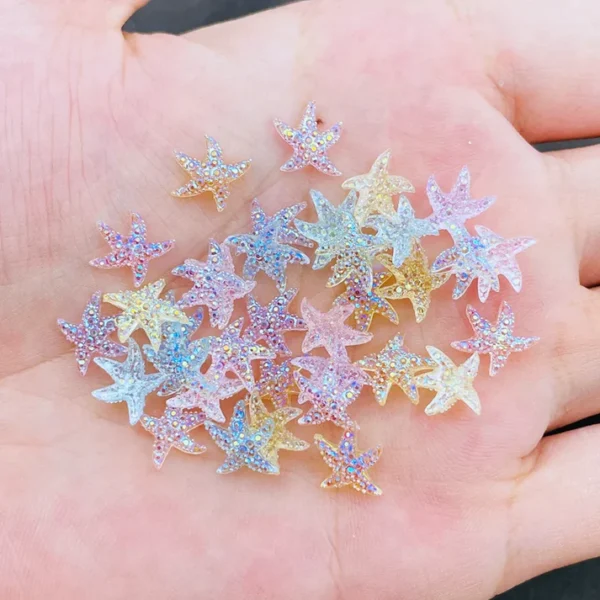 100Pcs New Cute Mini Mixed Color Starfish Resin Figurine Crafts Flatback Cabochon Ornament Jewelry Making Hairwear Accessories - Image 3