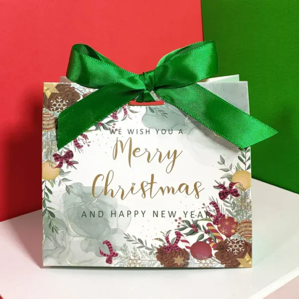 1 Pieces Mini Paperboard Kids Gift Candy Box Red Green White For Christmas New Year Party Favor Festival Holiday Decor